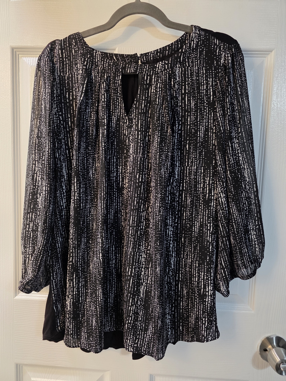 Stitch Montgomery Post Black & White Patterned Women's Blouse 1x